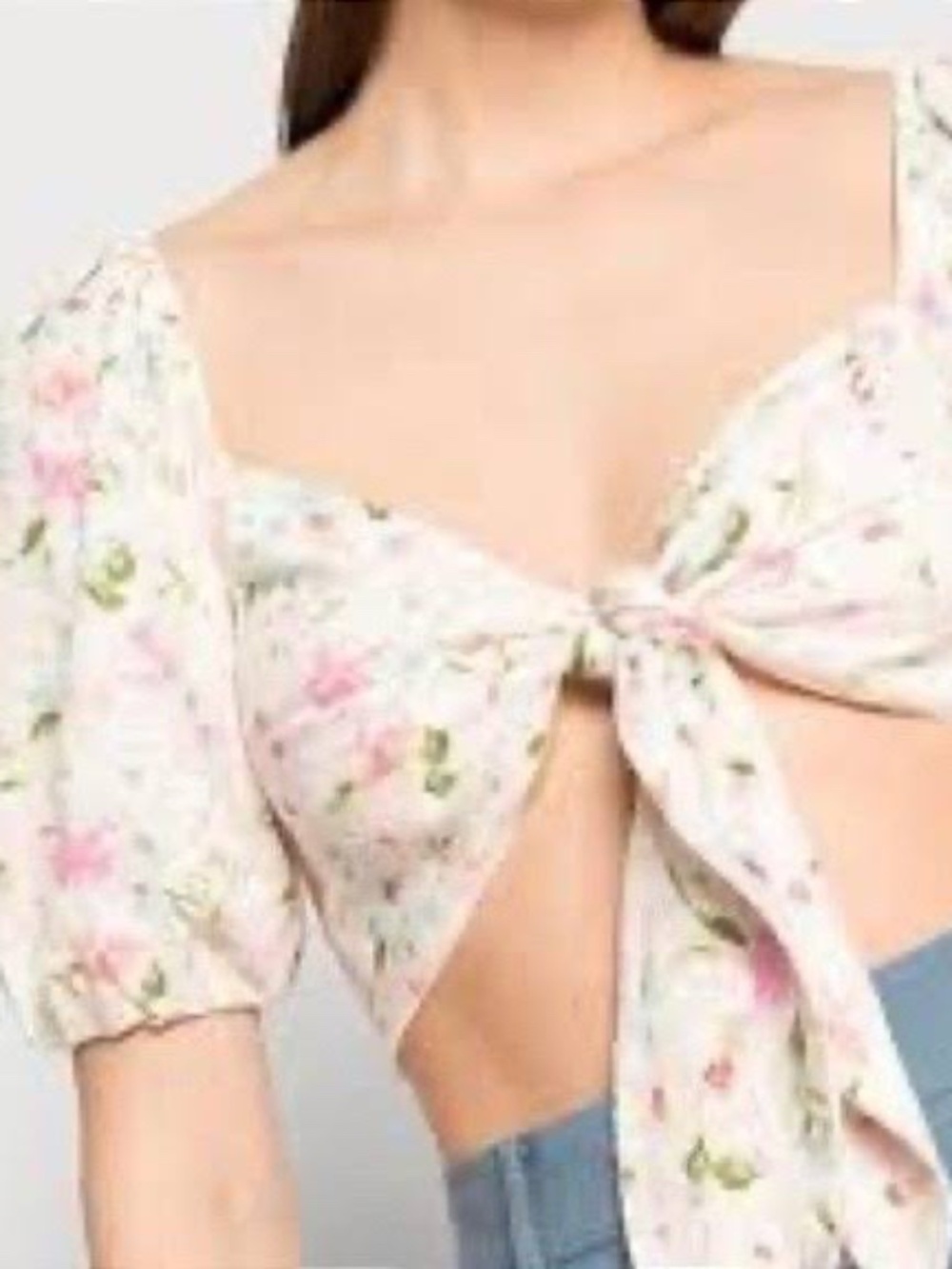 Abercrombie & Fitch Floral Linen Tie-Front Crop‎ Top- Small-NWT (Festival/Boho)